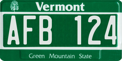 VT license plate AFB124