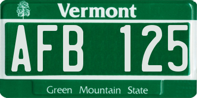 VT license plate AFB125