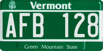 VT license plate AFB128