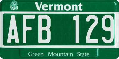 VT license plate AFB129