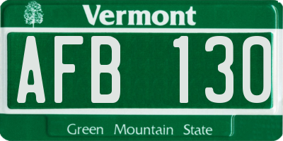 VT license plate AFB130
