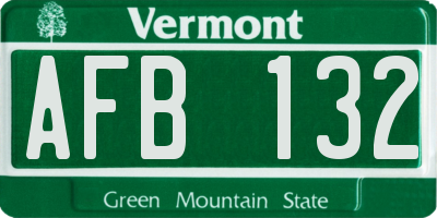 VT license plate AFB132