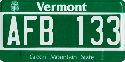 VT license plate AFB133