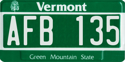VT license plate AFB135
