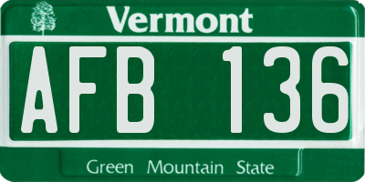 VT license plate AFB136