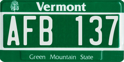 VT license plate AFB137