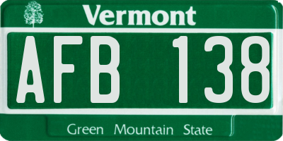 VT license plate AFB138