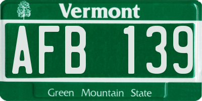 VT license plate AFB139