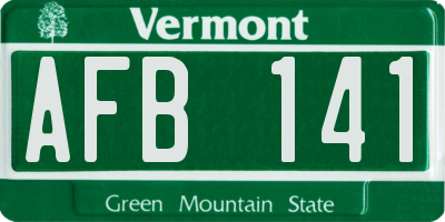 VT license plate AFB141