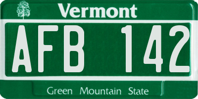 VT license plate AFB142
