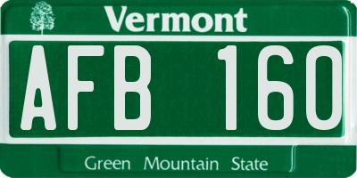 VT license plate AFB160