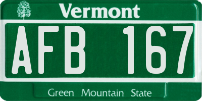 VT license plate AFB167