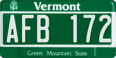 VT license plate AFB172