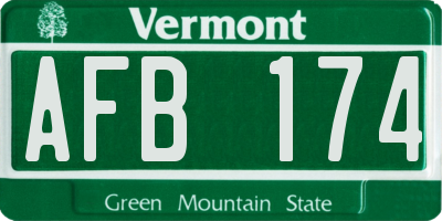 VT license plate AFB174