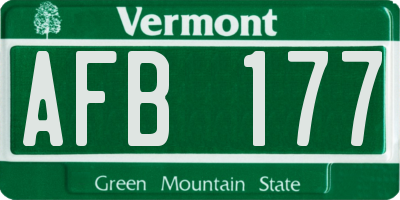 VT license plate AFB177