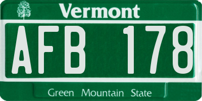 VT license plate AFB178