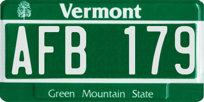 VT license plate AFB179