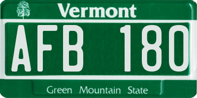 VT license plate AFB180