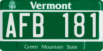 VT license plate AFB181