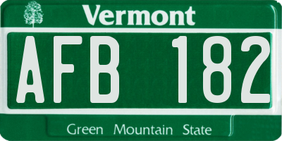 VT license plate AFB182