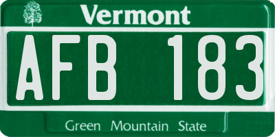 VT license plate AFB183