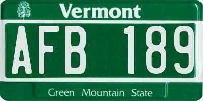 VT license plate AFB189
