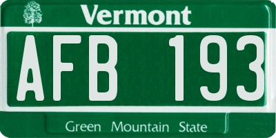 VT license plate AFB193