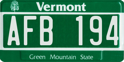 VT license plate AFB194