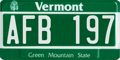 VT license plate AFB197