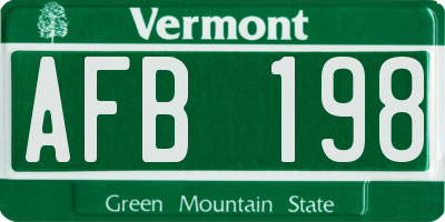 VT license plate AFB198