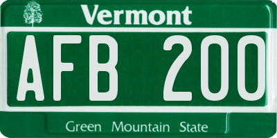 VT license plate AFB200