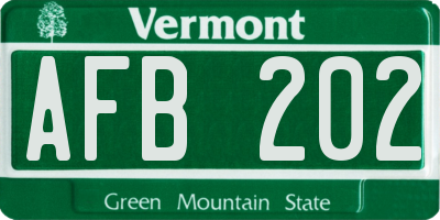 VT license plate AFB202