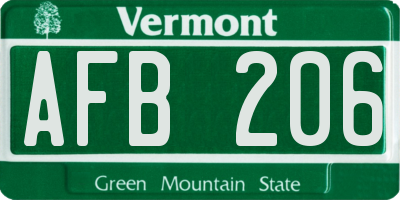 VT license plate AFB206