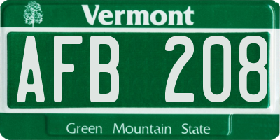 VT license plate AFB208