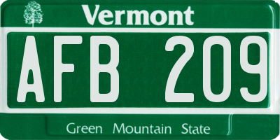 VT license plate AFB209