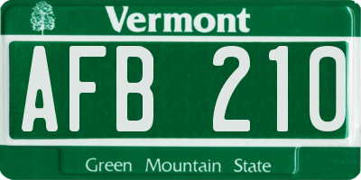 VT license plate AFB210