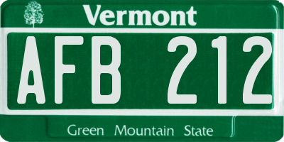 VT license plate AFB212