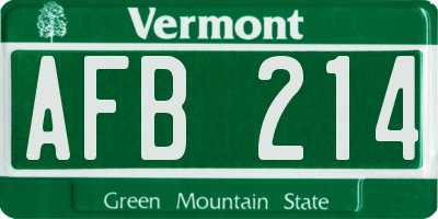 VT license plate AFB214