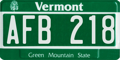 VT license plate AFB218