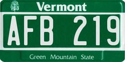 VT license plate AFB219
