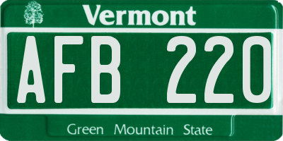 VT license plate AFB220