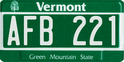 VT license plate AFB221