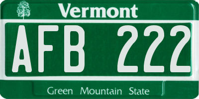 VT license plate AFB222