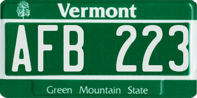 VT license plate AFB223
