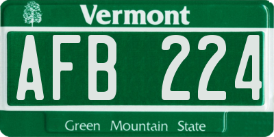 VT license plate AFB224