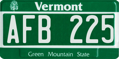 VT license plate AFB225
