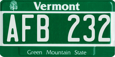 VT license plate AFB232