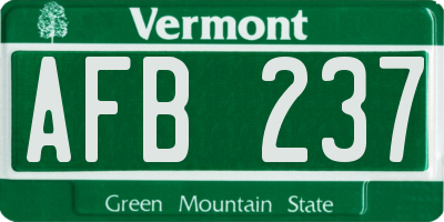VT license plate AFB237