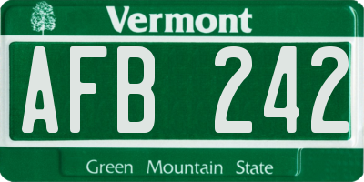 VT license plate AFB242