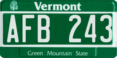 VT license plate AFB243